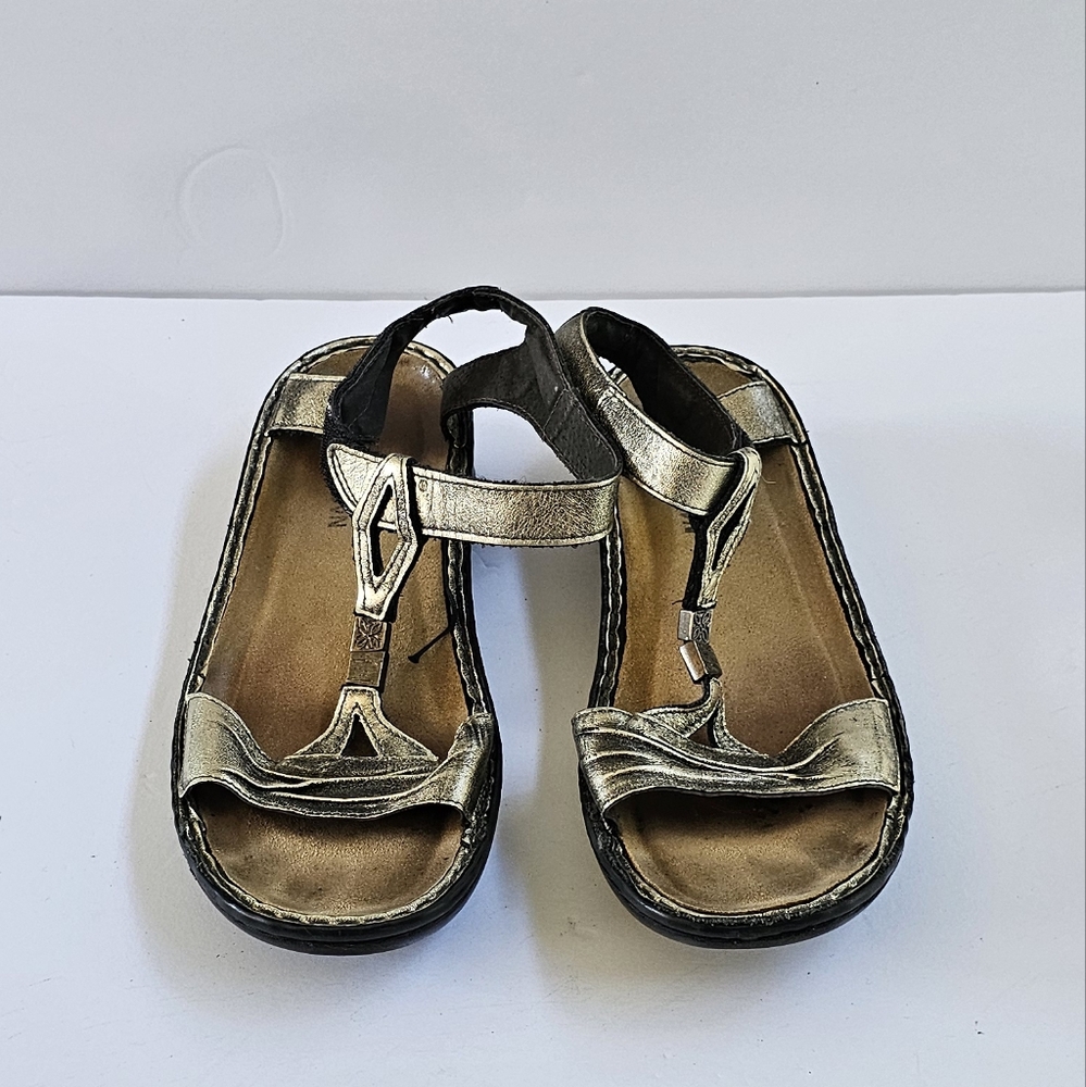 Naot Cymbal Metallic Gold Gladiator Ankle Strap Leather Sandals Size 40 US 9-9.5